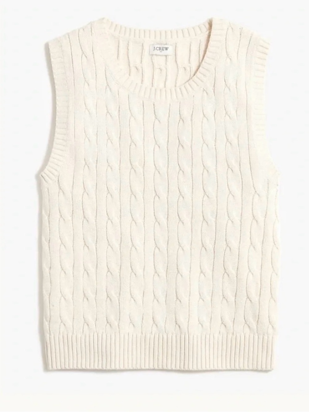 J. Crew Ivory Cable-Knit Sweater Vest